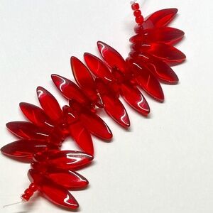As Low As $2 Transparent Siam Red Curved Daggers Glass Beads 18mm x 6mm (20)